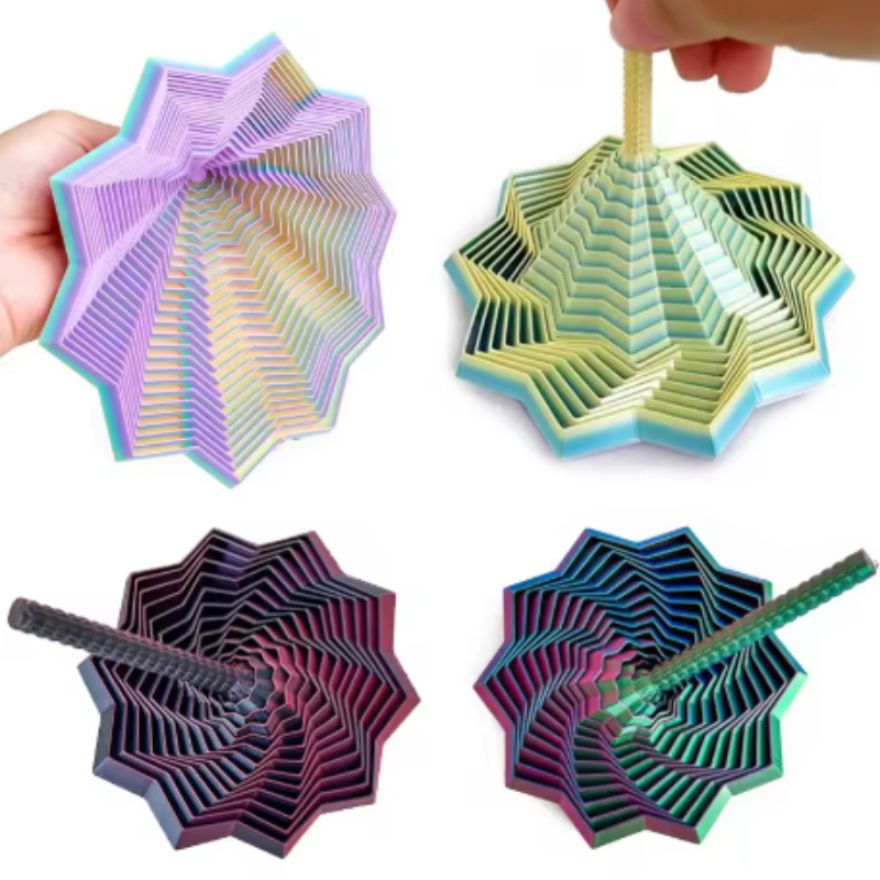 3D Printing Fidget Toys - ของเล่นบรรเทาความเครียดแบบหมุนวนรูปดาวเฟรกทัลหกเหลี่ยมพิมพ์ 3 มิติ พร้อมหูจับ ดีไซน์รังผึ้ง