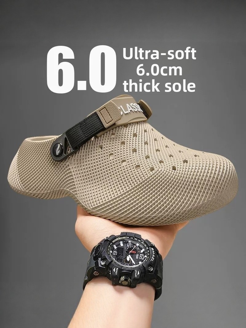 3D Printing Sla - รองเท้าแตะผู้ชายลายพิมพ์ 3 มิติ รุ่นใหม่ประจำฤดูร้อนปี 2026 แบบมีรูระบายอากาศ