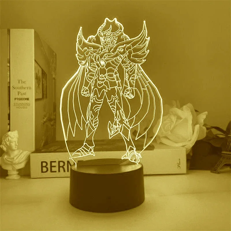 3D Printing Lamp - ภาพจิตรกรรมแองเซนต์เซย์ย่า3D หลอดไฟ LED กลางคืนอนิเมแอมป์อัศวินตุ๊กตาขยับแขนขาได้ของขวัญจากมังงะจักรราศีไฟกลางคืนของตกแต่งห้องนอนสำหรับเด็กผู้ชายและเด็ก