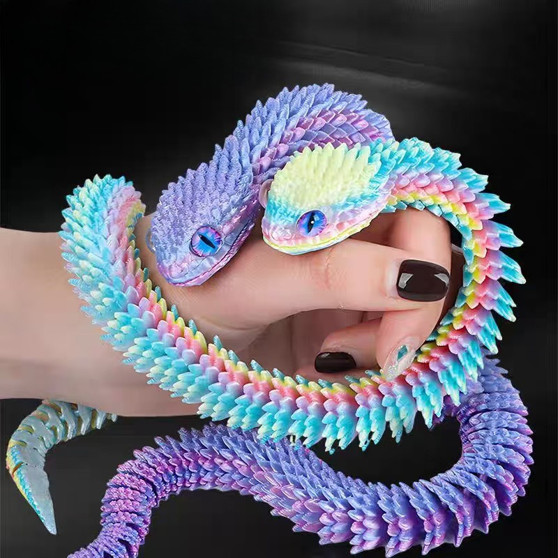3D Printing Fidget Toys - 2026 รูปปั้นงู 3D พิมพ์ใหม่ งูจำลองที่สมจริง ของเล่นฟิดเจ็ตข้อต่อขยับได้