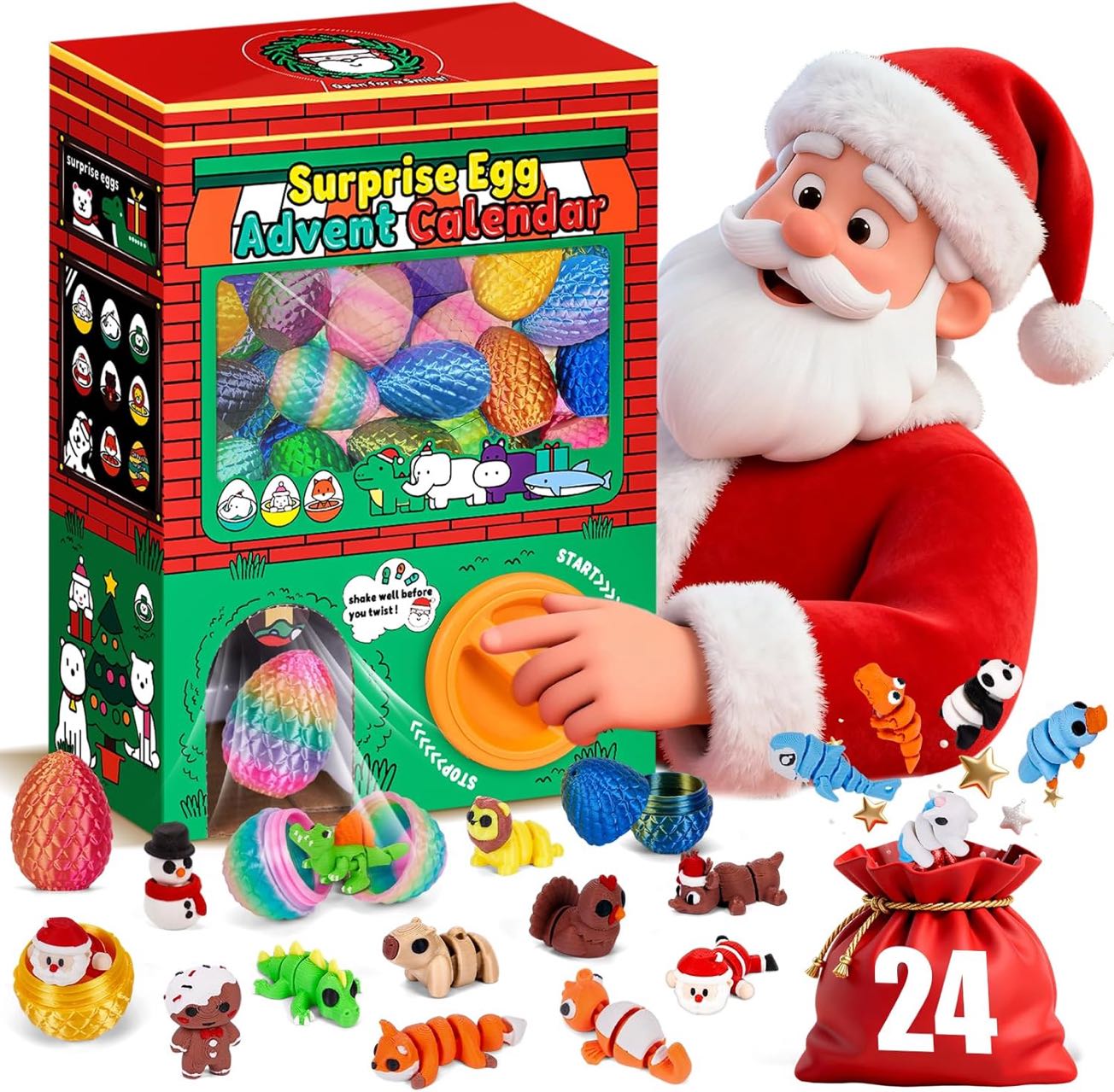 3D Printing Fidget Toys - กล่องของขวัญเซอร์ไพรส์ 24 ชิ้น ของเล่นฟิดเจ็ตสัตว์ 3 มิติ